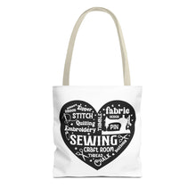 Black Sewing Word Cloud Tote Bag