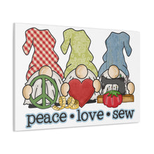 Peace, Love, Sew Gnomes - Canvas Gallery Wraps - White