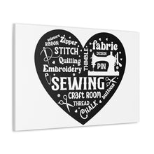 Black Sewing Word Cloud - Canvas Gallery Wraps