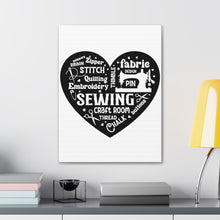 Black Sewing Word Cloud - Canvas Gallery Wraps