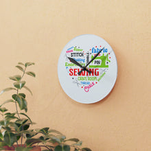 Colorful Sewing Word Cloud Acrylic Wall Clock