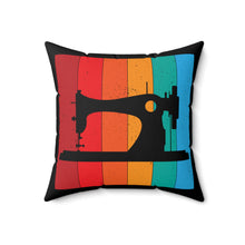 Retro Sewing Machine Spun Polyester Square Pillow - Black