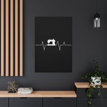 Sewing Machine Heart Beat - Black - Canvas Gallery Wraps