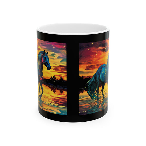 Colorful Modern Horse Ceramic Mug, (11oz, 15oz)