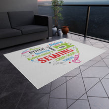 Colorful Sewing Word Cloud Outdoor Rug