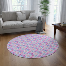 Pastel Alcohol Ink Flowers Pattern 5 Round Rug