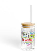 Colorful Sewing Word Cloud Sipper Glass, 16oz