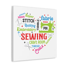 Colorful Sewing Word Cloud - Canvas Gallery Wraps