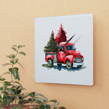 Watercolor Christmas Truck Acrylic Wall Clock - White