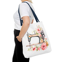 Blue Floral Sewing Machine Tote Bag