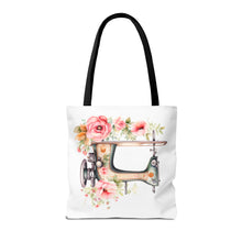 Blue Floral Sewing Machine Tote Bag