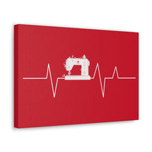 Sewing Machine Heart Beat - Red - Canvas Gallery Wraps