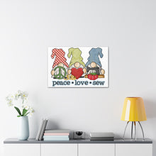 Peace, Love, Sew Gnomes - Canvas Gallery Wraps - White