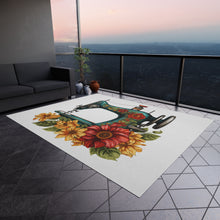 Vintage Floral Sewing Machine Outdoor Rug