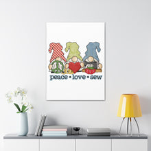 Peace, Love, Sew Gnomes - Canvas Gallery Wraps - White