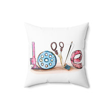 Sewing Love Spun Polyester Square Pillow - White