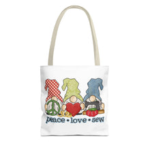 Peace, Love, Sew Gnomes Tote Bag