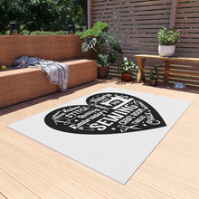 Black Sewing Word Cloud Outdoor Rug