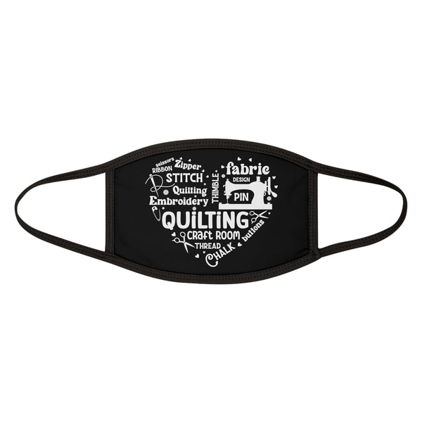 Quilting Word Cloud Fabric Face Mask - Black