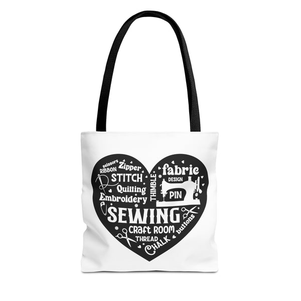 Black Sewing Word Cloud Tote Bag