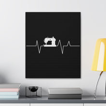 Sewing Machine Heart Beat - Black - Canvas Gallery Wraps