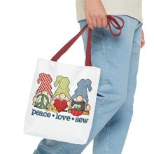 Peace, Love, Sew Gnomes Tote Bag