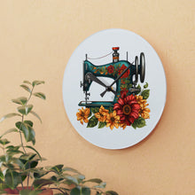 Vintage Floral Sewing Machine Acrylic Wall Clock