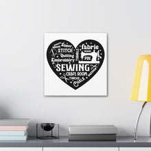 Black Sewing Word Cloud - Canvas Gallery Wraps