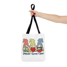 Peace, Love, Sew Gnomes Tote Bag