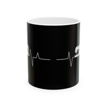 Sewing Machine Heart Beat Ceramic Mug, (11oz, 15oz) - Black