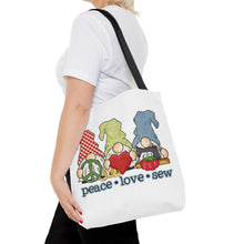 Peace, Love, Sew Gnomes Tote Bag