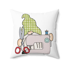 Gnome & Sewing Machine 2 Spun Polyester Square Pillow