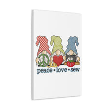 Peace, Love, Sew Gnomes - Canvas Gallery Wraps - White