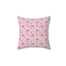 Sewing Elements Pink Spun Polyester Square Pillow - White