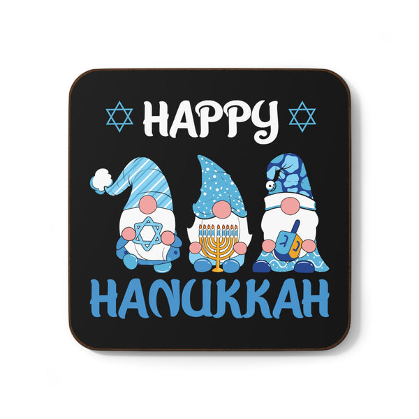 Happy Hanukkah Gnomes Hardboard Back Coaster
