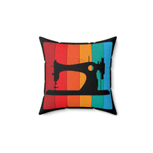 Retro Sewing Machine Spun Polyester Square Pillow - Black