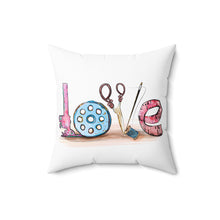 Sewing Love Spun Polyester Square Pillow - White