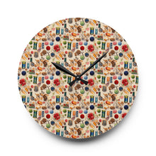 Watercolor Sewing Supplies 7 Acrylic Wall Clock