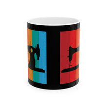Retro Sewing Machine Ceramic Mug, (11oz, 15oz) - Black