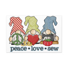 Peace, Love, Sew Gnomes - Canvas Gallery Wraps - White