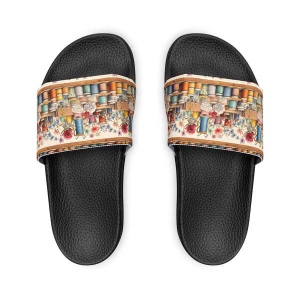 Watercolor Sewing Supplies 2 Women's PU Slide Sandals