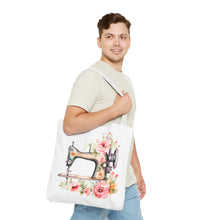 Blue Floral Sewing Machine Tote Bag