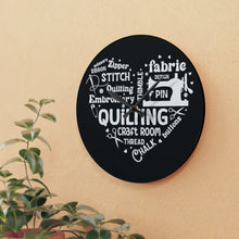 Quilting Word Cloud Acrylic Wall Clock