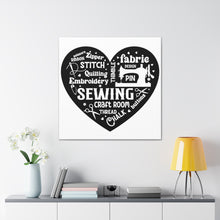 Black Sewing Word Cloud - Canvas Gallery Wraps