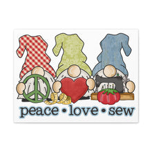 Peace, Love, Sew Gnomes - Canvas Gallery Wraps - White