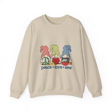 Peace, Love, Sew Gnomes Unisex Heavy Blend™ Crewneck Sweatshirt