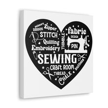 Black Sewing Word Cloud - Canvas Gallery Wraps