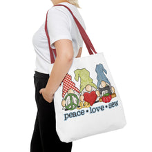 Peace, Love, Sew Gnomes Tote Bag