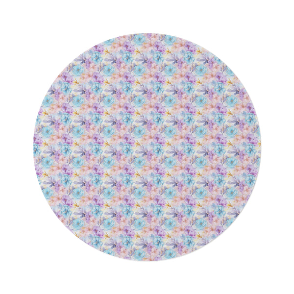 Pastel Alcohol Ink Flowers Pattern 2 Round Rug