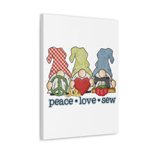 Peace, Love, Sew Gnomes - Canvas Gallery Wraps - White